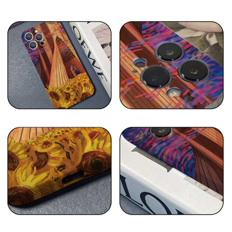 For iPhone 12 Pro Precise Hole Oil Painting Pattern PC Phone Case(Architectural Painting) - iPhone 12 / 12 Pro Cases by buy2fix | Online Shopping UK | buy2fix