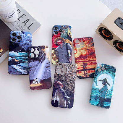 For iPhone 12 mini Precise Hole Oil Painting Pattern PC Phone Case(Rain) - iPhone 12 mini Cases by buy2fix | Online Shopping UK | buy2fix