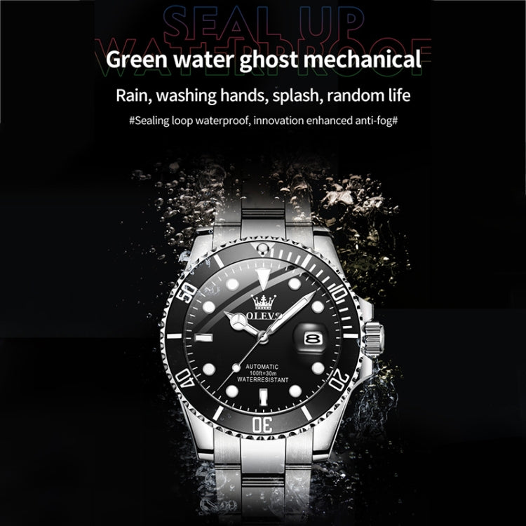 OLEVS 6650 Men Luminous Waterproof Mechanical Watch(Black) - Metal Strap Watches by OLEVS | Online Shopping UK | buy2fix