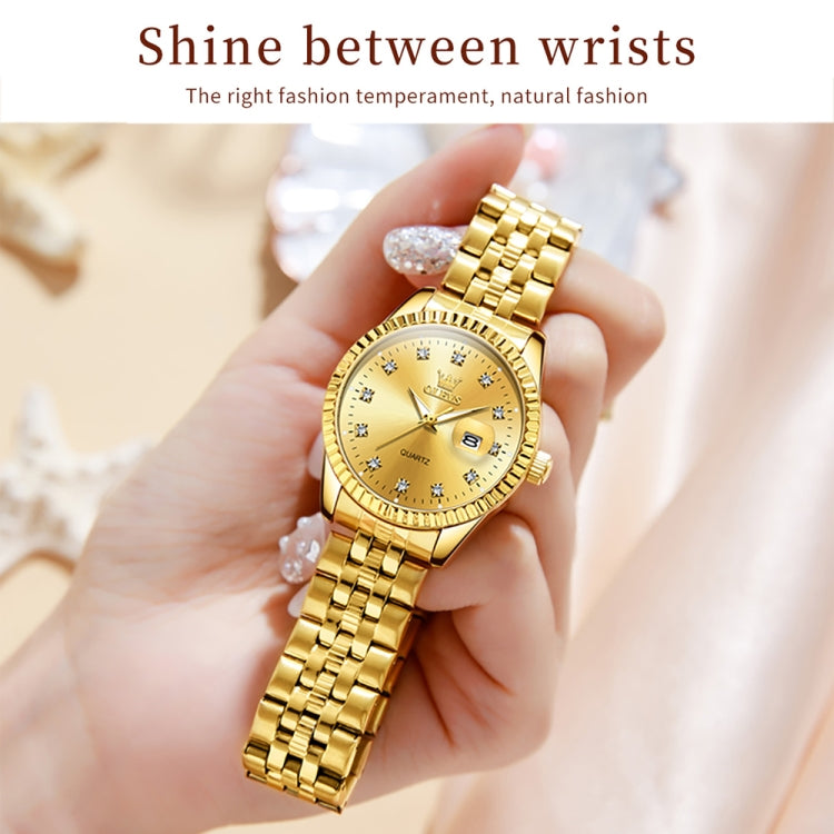 OLEVS 5526 Women Diamond Set Luminous Waterproof Quartz Watch(Gold) - Metal Strap Watches by OLEVS | Online Shopping UK | buy2fix