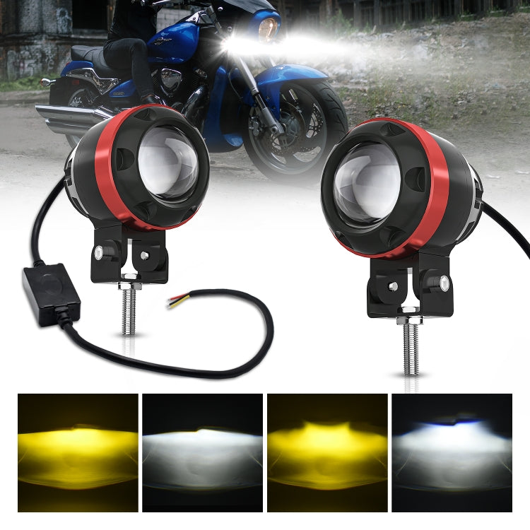 M7 1 Pair Motorcycle Two-color Spotlight(Black) - Headlights by buy2fix | Online Shopping UK | buy2fix