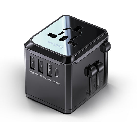 Yesido MC-10 3 USB + Type-C Ports Multi-function Universal Travel Adapter Plug(Black) - Extension Socket by Yesido | Online Shopping UK | buy2fix