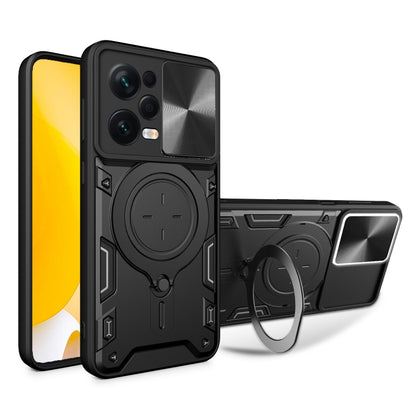 For Xiaomi Redmi Note 12 Pro 5G CD Texture Sliding Camshield Magnetic Holder Phone Case(Black) - Note 12 Pro Cases by buy2fix | Online Shopping UK | buy2fix