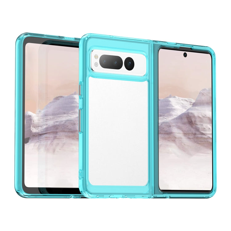 For Google Pixel Fold Colorful Series Acrylic + TPU Phone Case(Transparent Blue) - Google Cases by buy2fix | Online Shopping UK | buy2fix