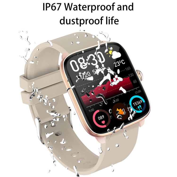 T20 1.96 inch IP67 Waterproof Silicone Band Smart Watch, Supports Dual-mode Bluetooth Call / Heart Rate Monitoring(Gold) - Smart Watches by buy2fix | Online Shopping UK | buy2fix