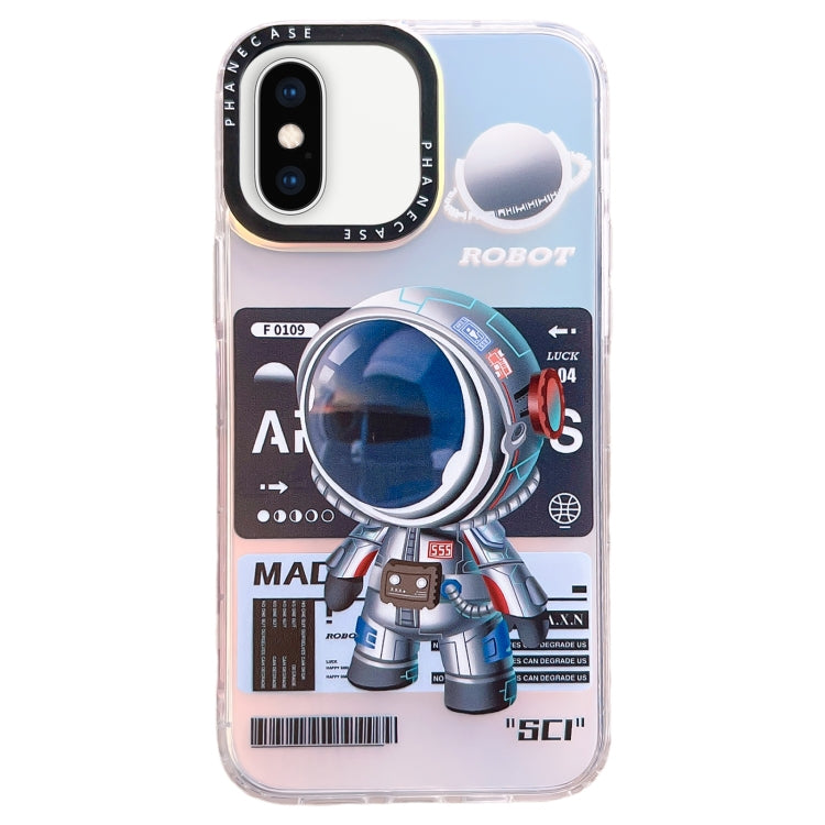 For iPhone XS / X Mechanical Astronaut Pattern TPU Phone Case(Blue) - More iPhone Cases by buy2fix | Online Shopping UK | buy2fix