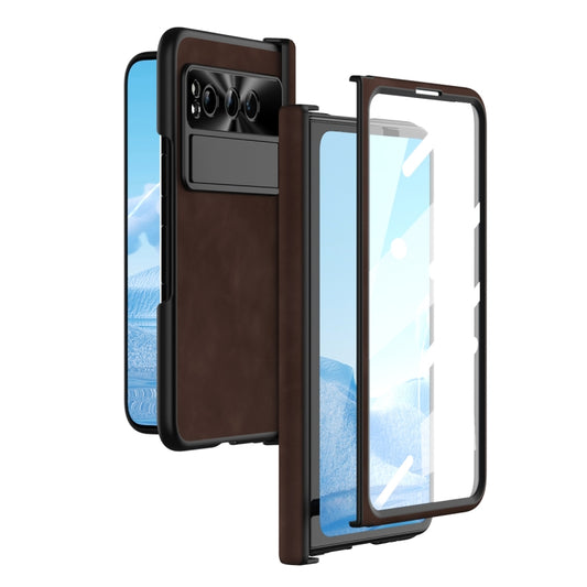 For Google Pixel Fold Napa Texture All-inclusive Phone Case(Coffee) - Google Cases by buy2fix | Online Shopping UK | buy2fix