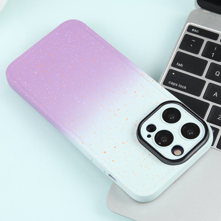For iPhone 11 Pro Max Gradient Starry Silicone Phone Case with Lens Film(White Purple) - iPhone 11 Pro Max Cases by buy2fix | Online Shopping UK | buy2fix