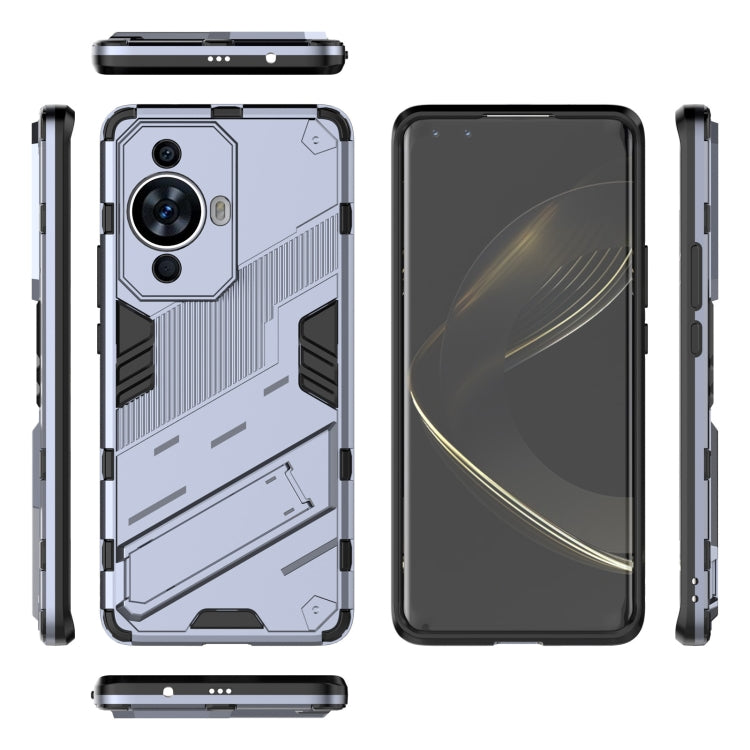 For Huawei nova 11 Pro 4G Punk Armor 2 in 1 PC + TPU Phone Case with Holder(Grey) - Huawei Cases by buy2fix | Online Shopping UK | buy2fix