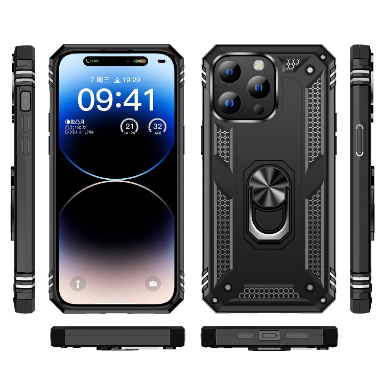 For iPhone 15 Pro Shockproof TPU + PC Phone Case with Holder(Black) - iPhone 15 Pro Cases by buy2fix | Online Shopping UK | buy2fix