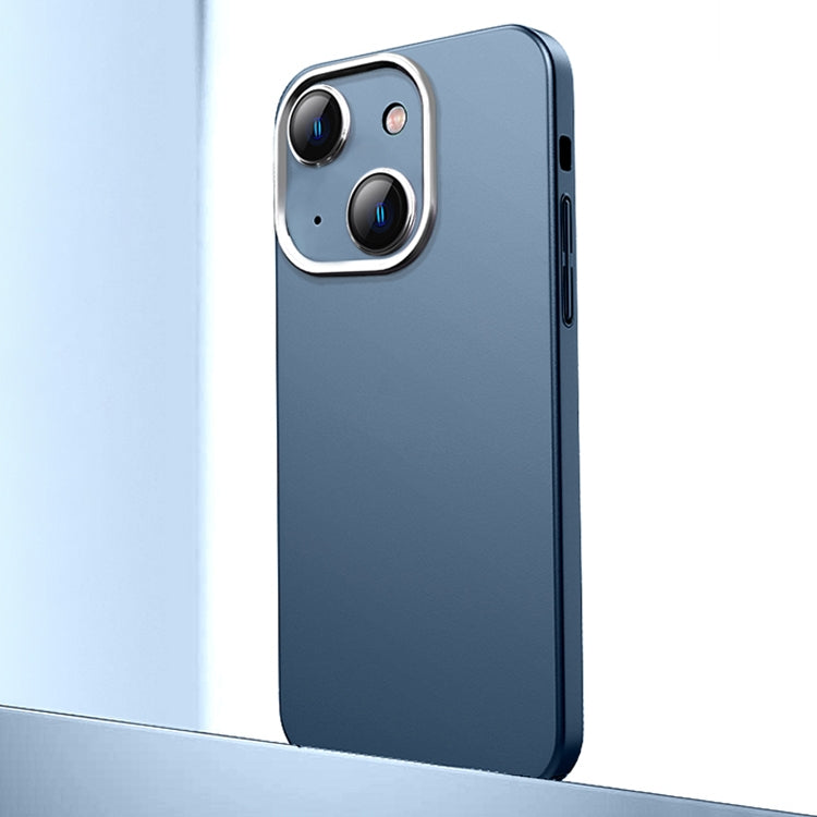 For iPhone 14 Plus Frosted Metal Material Phone Case with Lens Protection(Dark Blue) - iPhone 14 Plus Cases by buy2fix | Online Shopping UK | buy2fix