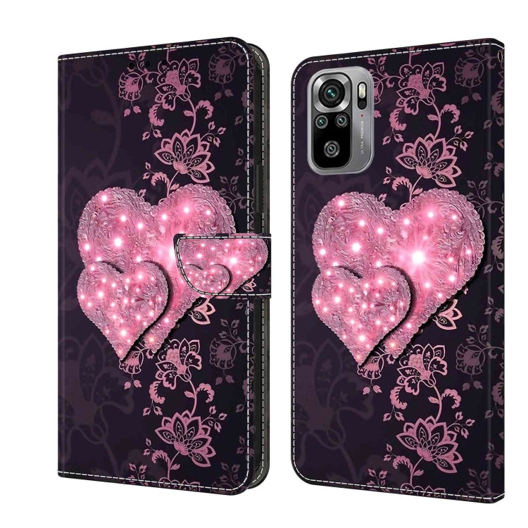 For Xiaomi Redmi Note 10 4G Crystal 3D Shockproof Protective Leather Phone Case(Lace Love) - Xiaomi Cases by buy2fix | Online Shopping UK | buy2fix