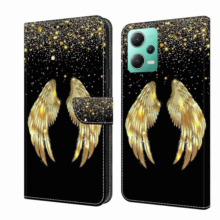 For Xiaomi Redmi Note 12 5G Global / Poco X5 Crystal 3D Shockproof Protective Leather Phone Case(Golden Wings) - Xiaomi Cases by buy2fix | Online Shopping UK | buy2fix