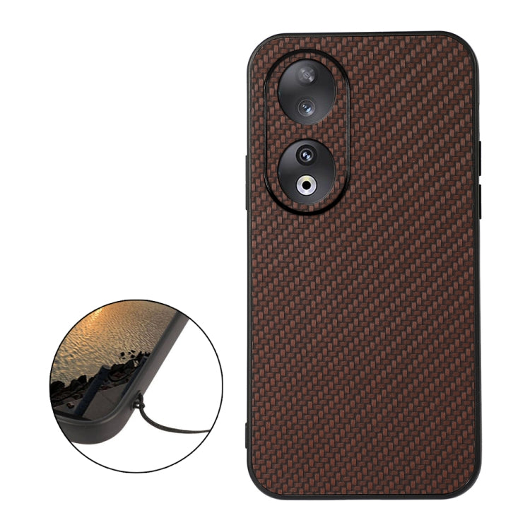 For Honor 90 Carbon Fiber Texture Shockproof Phone Case(Brown) - Honor Cases by buy2fix | Online Shopping UK | buy2fix