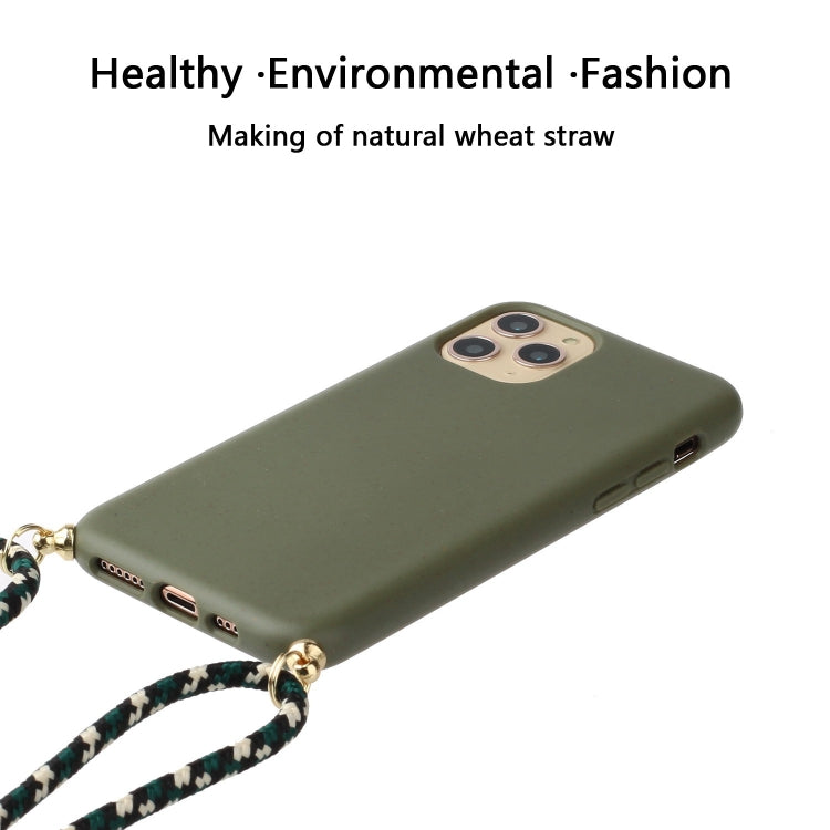 For iPhone 15 Pro Wheat Straw Material + TPU Phone Case with Lanyard(Army Green) - iPhone 15 Pro Cases by buy2fix | Online Shopping UK | buy2fix