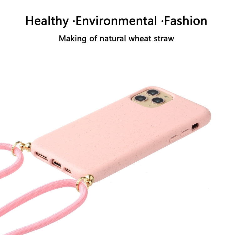 For iPhone 15 Pro Wheat Straw Material + TPU Phone Case with Lanyard(Pink) - iPhone 15 Pro Cases by buy2fix | Online Shopping UK | buy2fix