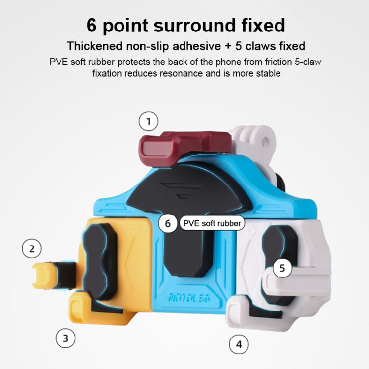 MOTOSLG Crab Motorcycle Phone Clamp Bracket M10 Ballhead Mount with Anti-theft Lock(Yellow Blue White) - Holder by MOTOLSG | Online Shopping UK | buy2fix