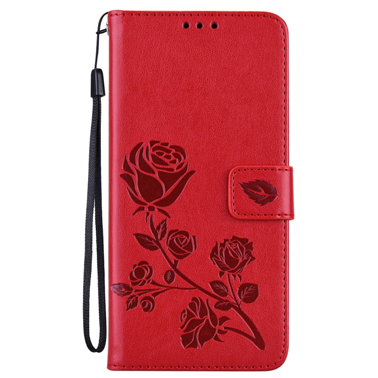 For Samsung Galaxy S23 Ultra 5G Rose Embossed Flip PU Leather Phone Case(Red) - Galaxy S23 Ultra 5G Cases by buy2fix | Online Shopping UK | buy2fix
