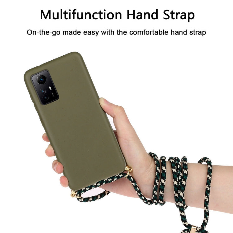 For Xiaomi Redmi Note 12S Wheat Straw Material + TPU Phone Case with Lanyard(Army Green) - Xiaomi Cases by buy2fix | Online Shopping UK | buy2fix