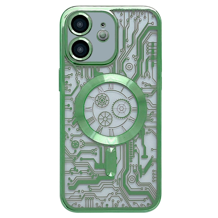 For iPhone 11 Electroplated Circuit Board Pattern MagSafe Phone Case(Green) - iPhone 11 Cases by buy2fix | Online Shopping UK | buy2fix