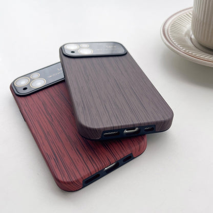 For iPhone 13 Pro Wood Grain TPU Phone Case with Lens Film(Khaki) - iPhone 13 Pro Cases by buy2fix | Online Shopping UK | buy2fix