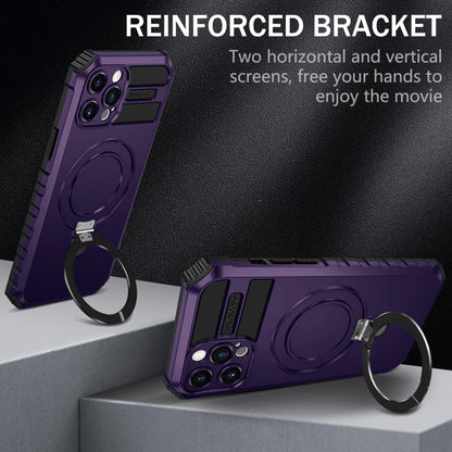 For iPhone 12 Pro Max MagSafe Magnetic Holder Phone Case(Purple) - iPhone 12 Pro Max Cases by buy2fix | Online Shopping UK | buy2fix