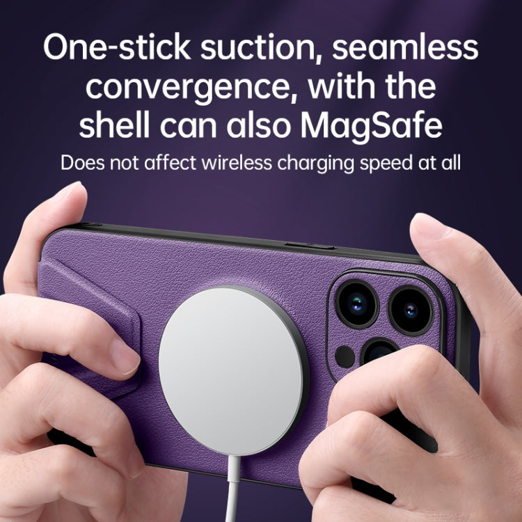 For iPhone 13 Pro SULADA Folding Holder Lambskin Texture MagSafe Phone Case(Purple) - iPhone 13 Pro Cases by SULADA | Online Shopping UK | buy2fix