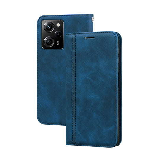 For Xiaomi Redmi Note 12 5G Global/Poco X5 Frosted Business Magnetic Horizontal Flip PU Phone Case(Blue) - Note 12 Cases by buy2fix | Online Shopping UK | buy2fix