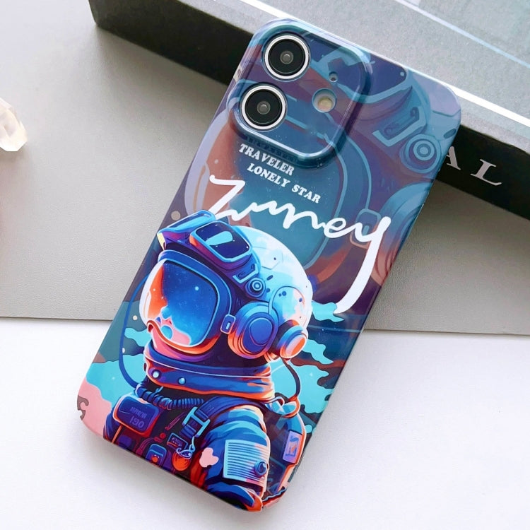 For iPhone 12 Painted Pattern Precise Hole PC Phone Case(Blue Paint Astronaut) - iPhone 12 / 12 Pro Cases by buy2fix | Online Shopping UK | buy2fix