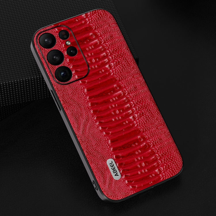 For Samsung Galaxy S23 Ultra 5G ABEEL Genuine Leather Weilai Series Phone Case(Red) - Galaxy S23 Ultra 5G Cases by buy2fix | Online Shopping UK | buy2fix