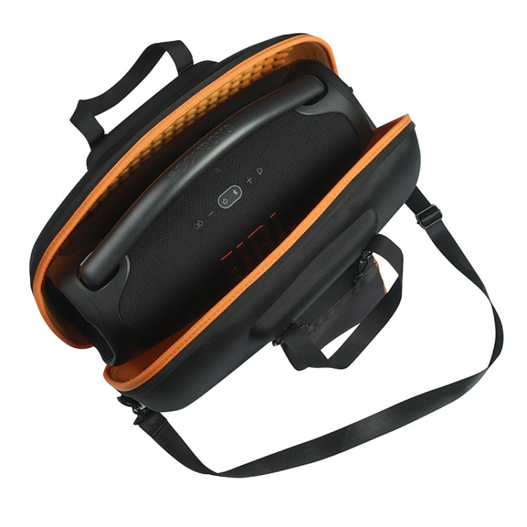 For JBL BoomBox 3 Portable EVA Case Storage Bag with Charger Box(Black+Orange) - Protective Case by buy2fix | Online Shopping UK | buy2fix