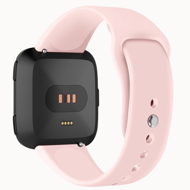For Fitbit Versa 2 / Fitbit Versa / Fitbit Versa Lite Solid Color Silicone Watch Band, Size:S(Pink) - Smart Wear by buy2fix | Online Shopping UK | buy2fix