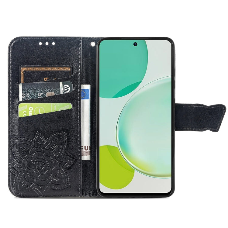For Huawei nova 11i / Enjoy 60 Pro Butterfly Love Flower Embossed Flip Leather Phone Case(Black) - Huawei Cases by buy2fix | Online Shopping UK | buy2fix