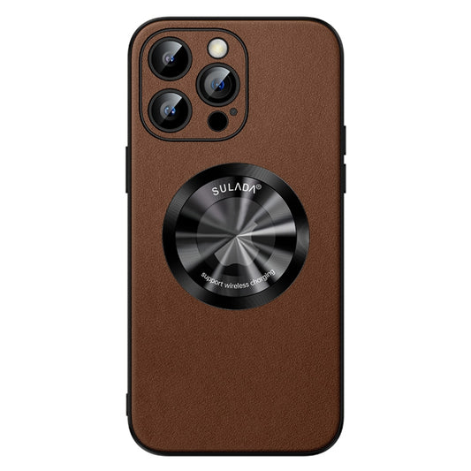 For iPhone 14 Pro Max SULADA Microfiber Leather MagSafe Magnetic Phone Case(Brown) - iPhone 14 Pro Max Cases by SULADA | Online Shopping UK | buy2fix