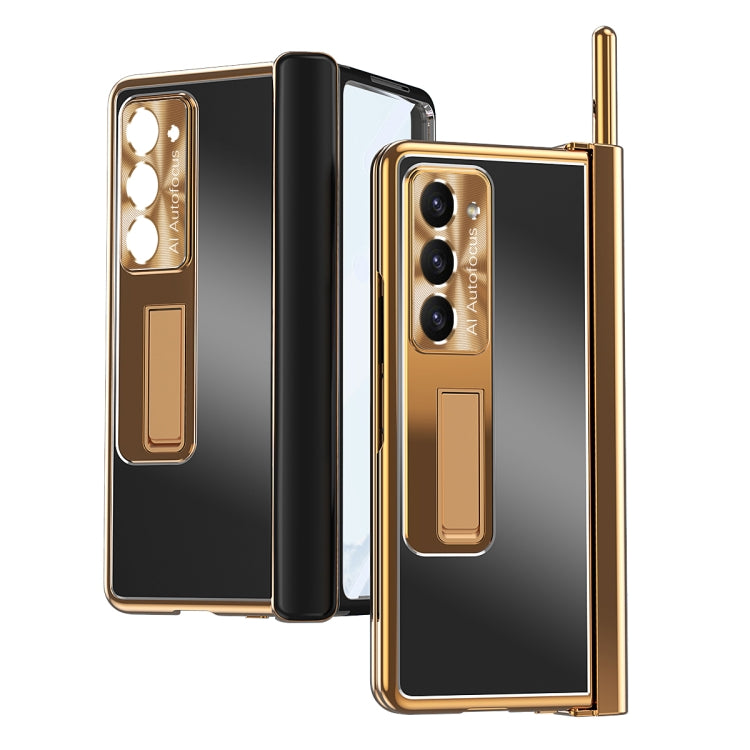 For Samsung Galaxy Z Fold5 Aluminum Alloy Double Hinge Shockproof Phone Protective Case(Black Gold) - Galaxy Z Fold5 Cases by buy2fix | Online Shopping UK | buy2fix