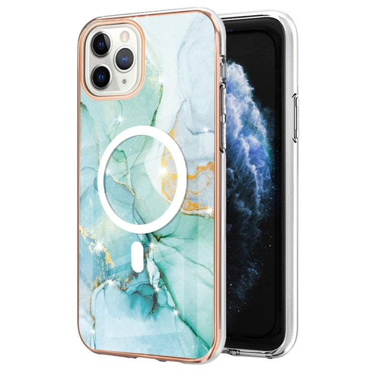 For iPhone 11 Pro Max Marble Pattern Dual-side IMD Magsafe TPU Phone Case(Green 003) - iPhone 11 Pro Max Cases by buy2fix | Online Shopping UK | buy2fix