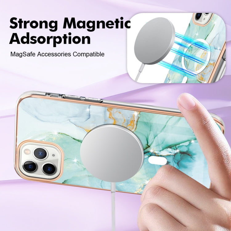 For iPhone 11 Pro Max Marble Pattern Dual-side IMD Magsafe TPU Phone Case(Green 003) - iPhone 11 Pro Max Cases by buy2fix | Online Shopping UK | buy2fix