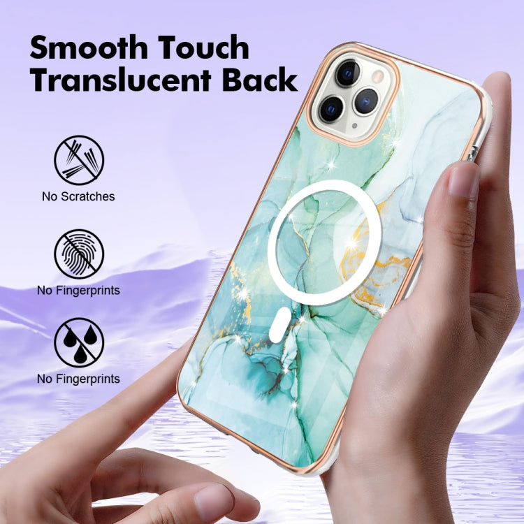 For iPhone 11 Pro Max Marble Pattern Dual-side IMD Magsafe TPU Phone Case(Green 003) - iPhone 11 Pro Max Cases by buy2fix | Online Shopping UK | buy2fix