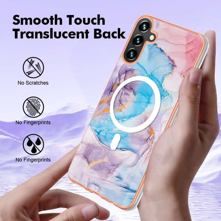 For Samsung Galaxy A34 5G Marble Pattern Dual-side IMD Magsafe TPU Phone Case(Blue Marble) - Galaxy Phone Cases by buy2fix | Online Shopping UK | buy2fix