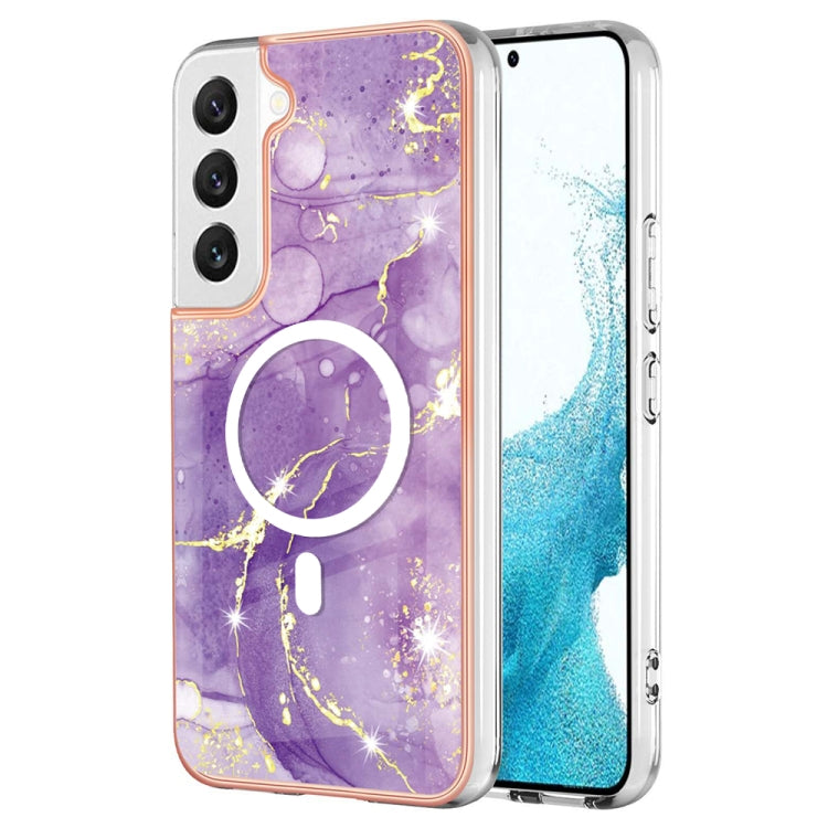 For Samsung Galaxy S22 5G Marble Pattern Dual-side IMD Magsafe TPU Phone Case(Purple 002) - Galaxy S22 5G Cases by buy2fix | Online Shopping UK | buy2fix