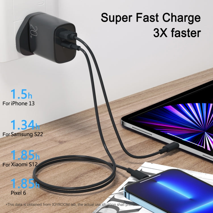 JOYROOM L-QP2011 20W USB+USB-C/Type-C Fast Charger with Cable Set, UK Plug(Black) - USB Charger by JOYROOM | Online Shopping UK | buy2fix