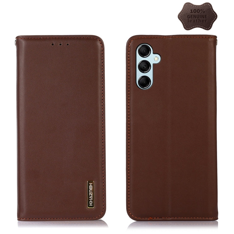 For Samsung Galaxy M34 5G KHAZNEH Nappa Top Layer Cowhide Leather Phone Case(Brown) - Galaxy Phone Cases by buy2fix | Online Shopping UK | buy2fix