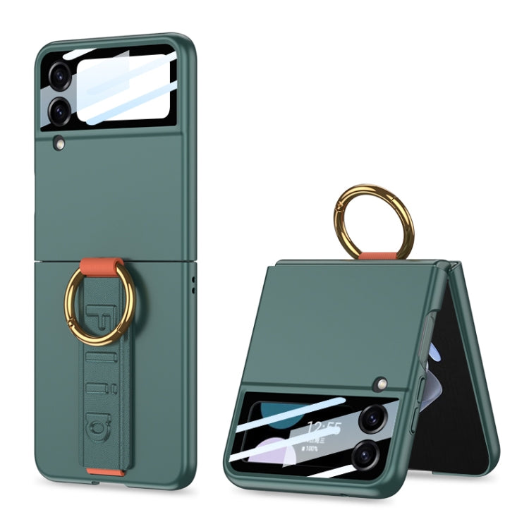 For Samsung Galaxy Z Flip4 5G GKK Integrated Ultrathin Shockproof Phone Case with Ring Wrist Strap(Green) - Galaxy Z Flip4 5G Cases by GKK | Online Shopping UK | buy2fix