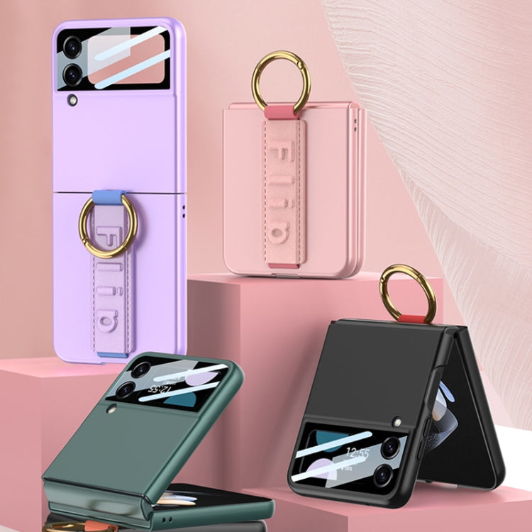For Samsung Galaxy Z Flip4 5G GKK Integrated Ultrathin Shockproof Phone Case with Ring Wrist Strap(Pink) - Galaxy Z Flip4 5G Cases by GKK | Online Shopping UK | buy2fix