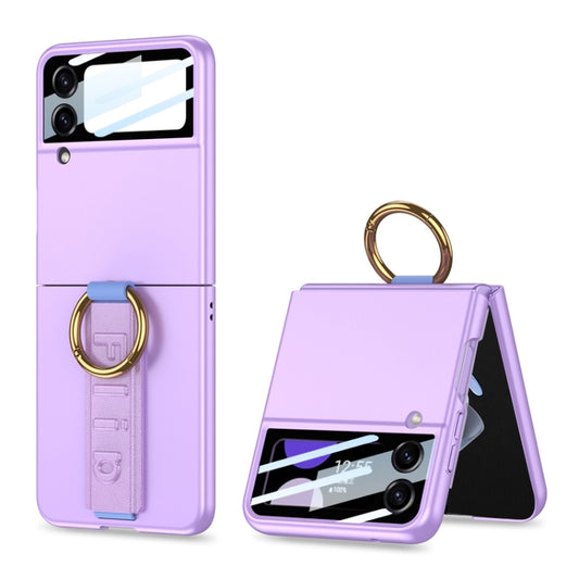 For Samsung Galaxy Z Flip4 5G GKK Integrated Ultrathin Shockproof Phone Case with Ring Wrist Strap(Purple) - Galaxy Z Flip4 5G Cases by GKK | Online Shopping UK | buy2fix