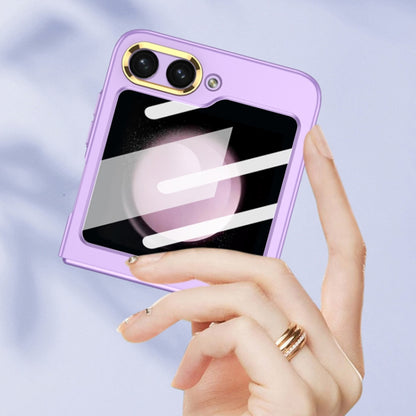 For Samsung Galaxy Z Flip5 GKK Integrated Ultra-thin Electroplating Lens Frame Phone Case(Purple) - Galaxy Z Flip5 Cases by GKK | Online Shopping UK | buy2fix