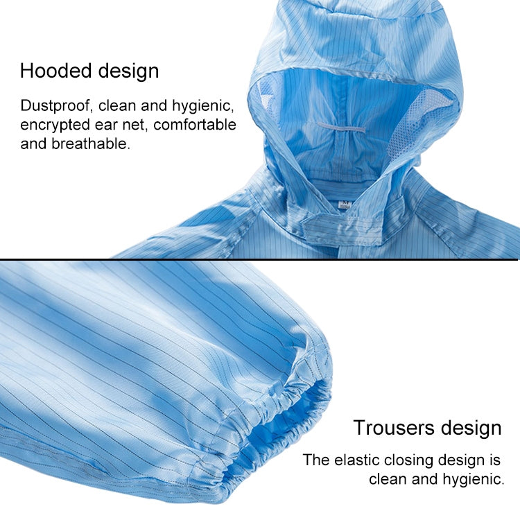 Striped Anti-static Split Hood Dust-proof Work Suit, Size:L(Navy Blue) - Protective Clothing by buy2fix | Online Shopping UK | buy2fix