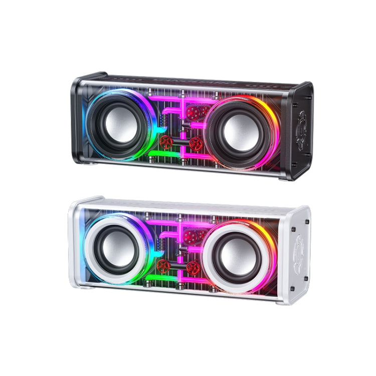 WK D45 10W Dual Speaker Transparent Mecha Bluetooth Speaker(Black) - Desktop Speaker by WK | Online Shopping UK | buy2fix