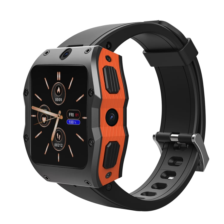 Model X 1.99 inch IP68 Waterproof Android 9.0 4G Dual Cameras Matte Smart Watch, Specification:4GB+128GB(Black Orange) - Android Watch by buy2fix | Online Shopping UK | buy2fix