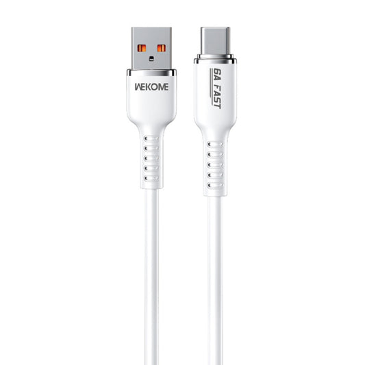 WK WDC-09a 6A USB to USB-C/Type-C Silicone Data Cable, Length: 1.2m(White) - USB-C & Type-C Cable by WK | Online Shopping UK | buy2fix